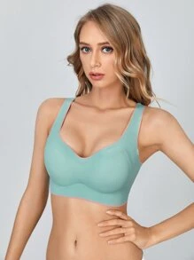 Women's Casual Comfy Mint Blue High Stretch Fabric Backless Bra - Mint Blue - View 4