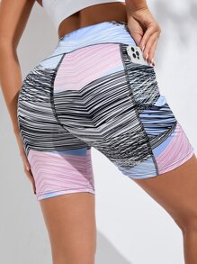 Core Rhythm Striped Top-Stitching Wideband Waist Sports Shorts & Phone PocketWomen Sweat Short, Gym Short, Biker Short - Multicolor - View 2