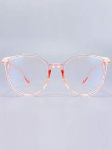 1pc Women's Round Pc Frame Decorative Fashion Glasses, Suitable For Office, Reading And Studying