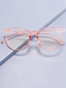 1pc Women's Round Pc Frame Decorative Fashion Glasses, Suitable For Office, Reading And Studying