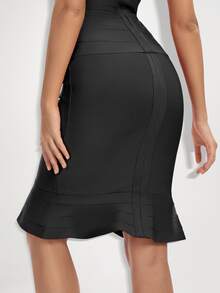 Mermaid Hem Bandage Skirt - Black - View 2