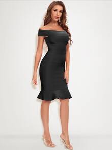 Mermaid Hem Bandage Skirt - Black - View 4