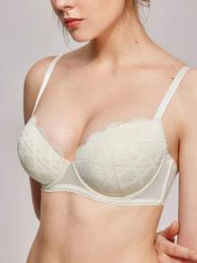 LUVLETTE Lingerie Double Up Lace Push-Up Bra - White - View 2
