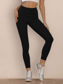 VUTRU 運動緊身褲,修腰寬鬆束腰運動打底褲,附手機口袋colanti - 黑色 - 查看 2