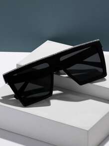 1 副水钻装饰平顶太阳镜旅行配件街头太阳镜海滩太阳镜女士海滩配饰太阳镜太阳镜遮阳基本款和适合毛衣牛仔裤运动裤连帽衫夹克连衣裙和长袖衬衫的时尚遮阳优雅装扮家庭出游旅行度假夏季海滩度假、户外、旅行