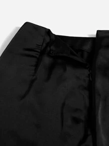 SHEIN Unity High Waist Fringe Trim Skirt - Black - View 4