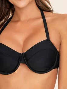 Bikini Halter Push Up para playa de verano - Negro - Ver 3
