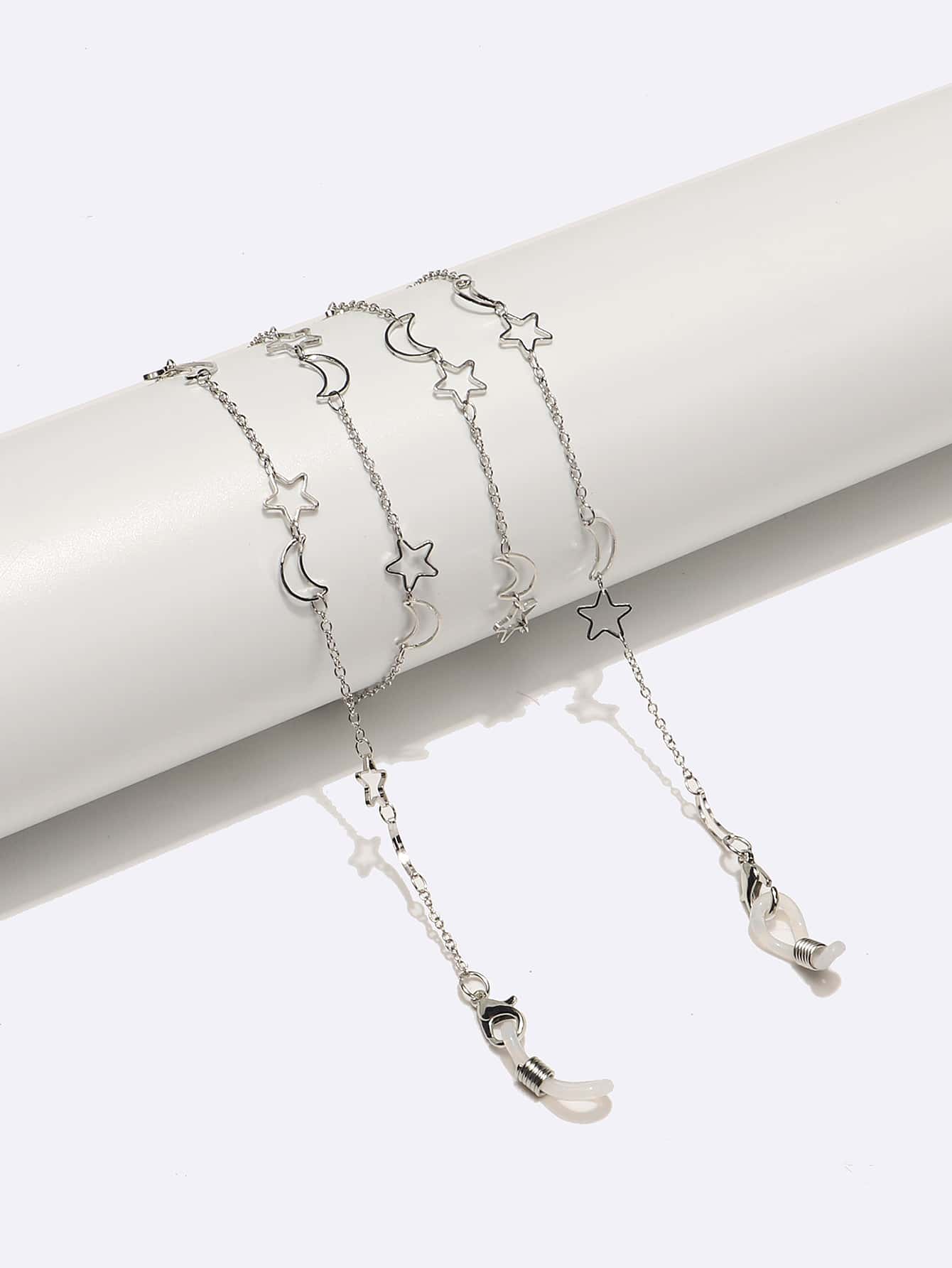 Cadena de gafas con decoración de estrellas y lunas, accesorios de gafas para mujeres para fiestas
