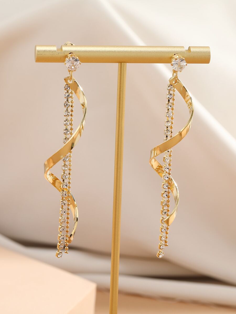 1pair Spiral Decor Pendant Earrings