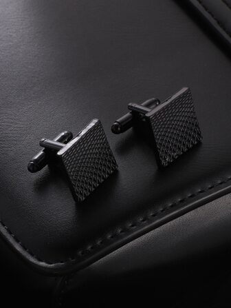 1 Pair Men's Stainless Steel Simple Geometric Design Cufflinks For Dress Shirt, Wedding, Father's Day Birthday Gift