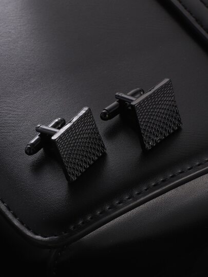 1 Pair Men's Stainless Steel Simple Geometric Design Cufflinks For Dress Shirt, Wedding, Father's Day Birthday Gift