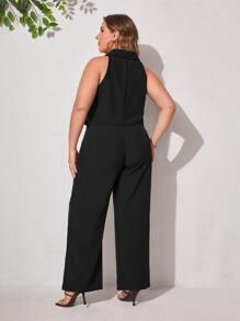 SHEIN Privé 大碼馬甲西裝外套和闊腿褲套裝套裝 - 黑色 - 查看 2