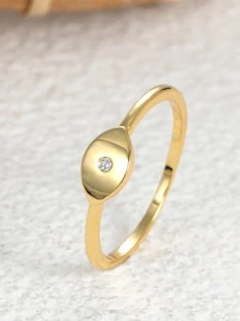 Charm-In Cubic Zirconia Decor Ring - Yellow Gold - View 2