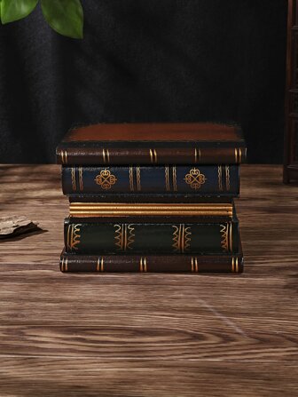 1pc Wooden Jewelry Organizer Storage Case, Classic Book Design Jewelry Box For Home Valentine Day