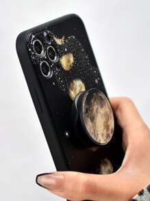Moon Pattern Phone Case With Stand-Out Phone Grip