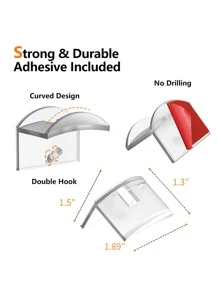 10 件粘性壁挂帽钩，简约帽架设计，无需钻孔，牢固固定，性别揭晓派对，生日、婚礼、派对的完美之选，送给同事、朋友和家人的完美礼物，返校季 - 無色 - 查看 6
