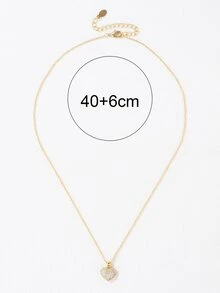 Rhinestone Heart Pendant Necklace - Yellow Gold - View 4