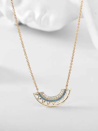 Charm-In 1 st kopparhalsband i bohemisk stil med regnbågshänge, inlagd med cubic zirconia och turkos, perfekt för semester eller dejtkväll, bra present till henne