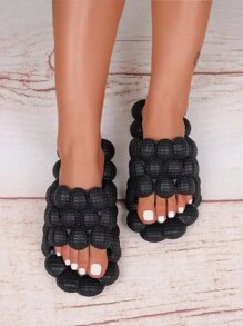 Single Band Bubble Slides - Black - View 2