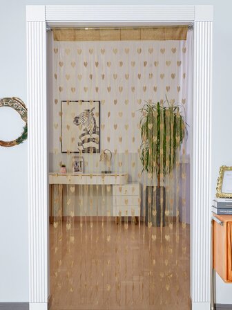 1入韓式心形線條簾,用於房間裝飾