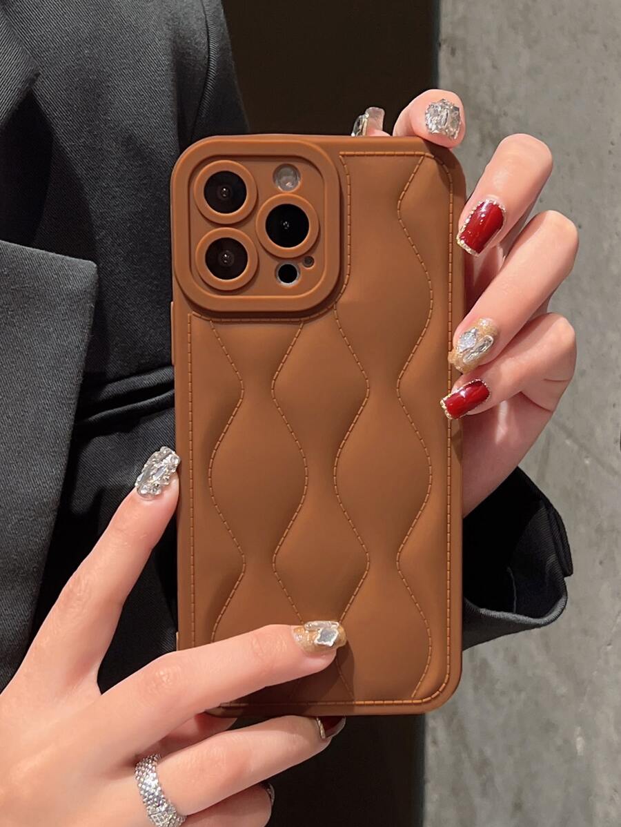 Quilted Phone Case - Brown - View 1