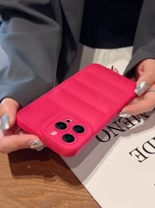 苹果热粉色纯色羽绒手机壳适用于 iPhone 11、iPhone 13、iPhone 14 Pro Max