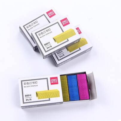 1 hộp kim bấm nhiều màu cho trường học, trường học, đồ dùng học tập