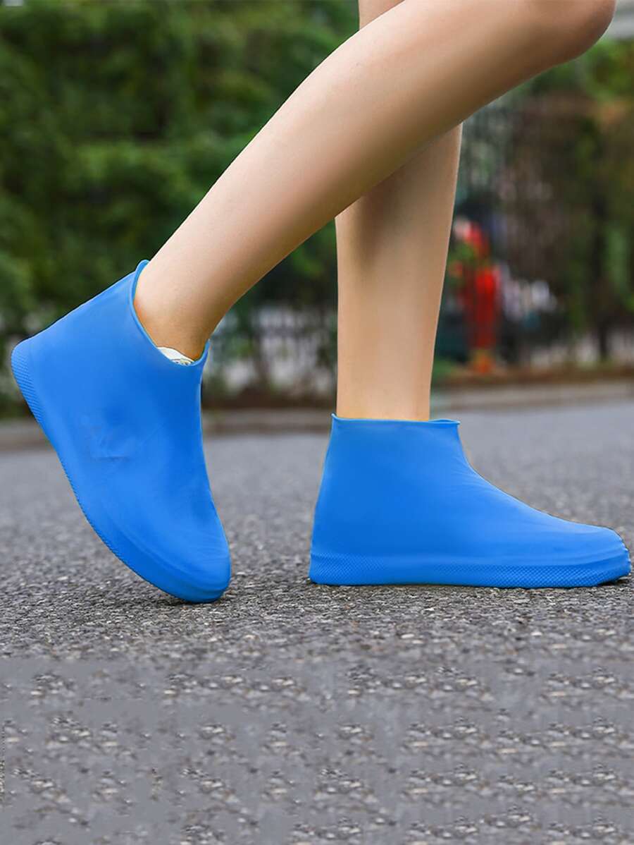 1pair Plain Rain Shoes Cover Insulation,Galentines,Puppy,Carnival,Party Decorations,Spring Summer Picks,Brides Maid Gifts,Room,Bedroom Decor,Beach,Travel,For Men,For Women,Vacation,Cute Stuff - Blue - View 1