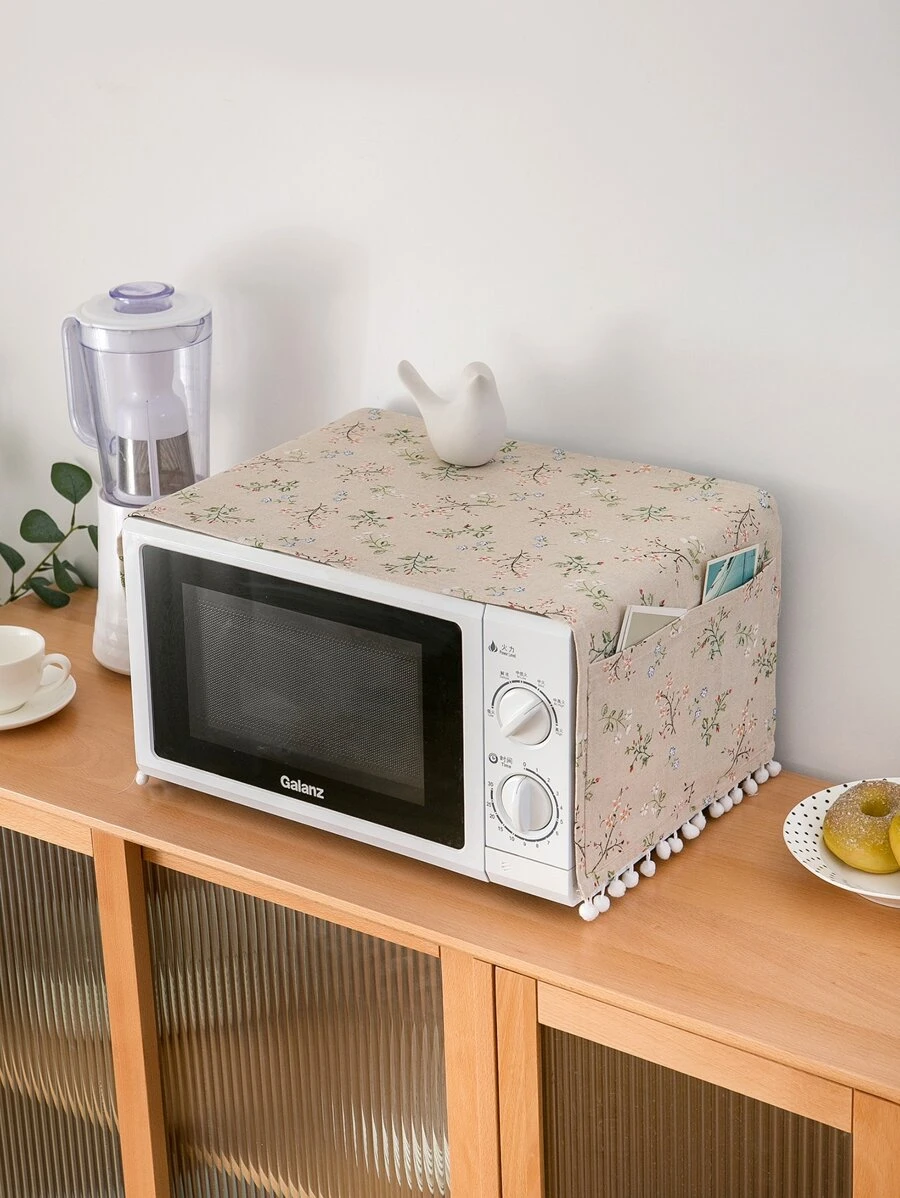 Flower Print Microwave Oven Cover,Bag,Organizer,Storage