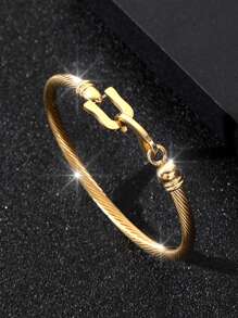 Minimalist Design Bangle For Women For Party Banquet Wedding - Yellow Gold - View 1