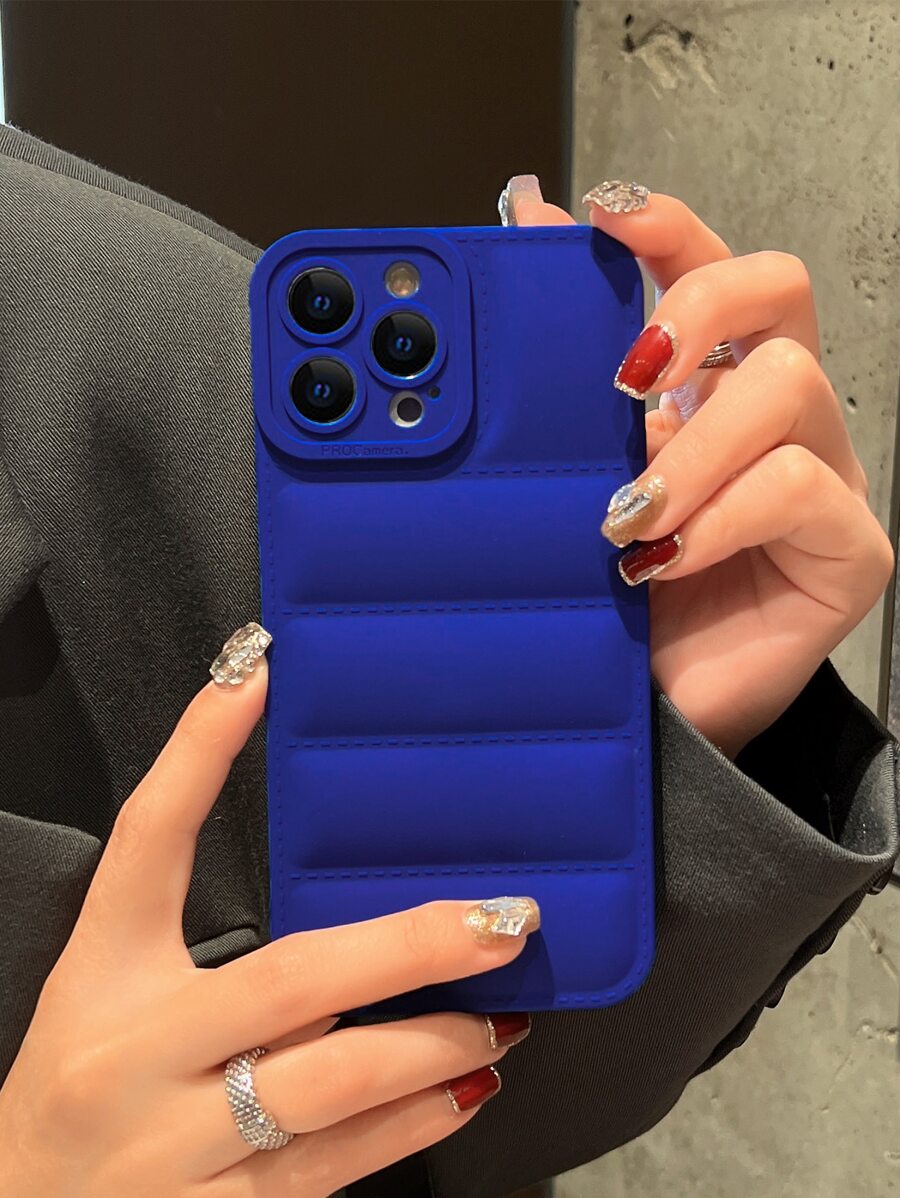 Funda de teléfono azul sólida tipo acolchado compatible con iPhone 11, iPhone 13, iPhone 14 Pro Max, resistente al agua, a los golpes, a las caídas y a los arañazos - Azul - Ver 1