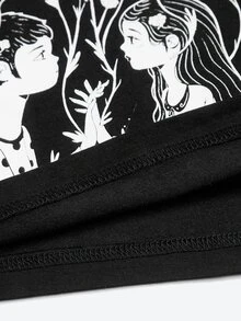 Elenig Figure & Floral Print Tee - Black - View 6