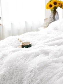 1 件白色毛绒毛毯大号单人床特大号豪华蓬松长毛绒毯子床上用品盖毯柔软舒适沙发毯适用于家庭、沙发、客厅大号单人床特大号多用途用于客厅、卧室和沙发 - 白色 - 查看 2