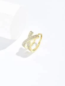 1入組方晶鋯石裝飾耳夾銅首飾類 - 金黃色 - 查看 2