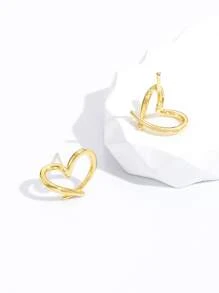 Bông tai stud Thiết kế trái tim - Vàng - Xem 3