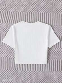 SHEIN Unity Camiseta con estampado de motocicleta y letra - Blanco - Ver 2