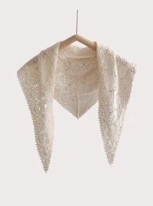 Lace Crochet Scarf - Beige - View 2