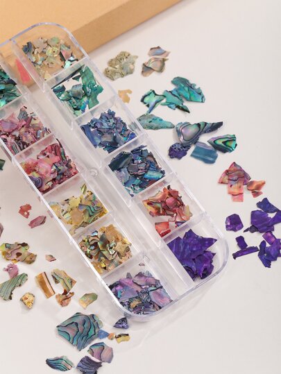 1 علبة من قطع الأصداف لتزيين الأظافر DIY، تشارم الأظافر، أحجار الأظافر، لوازم الأظافر