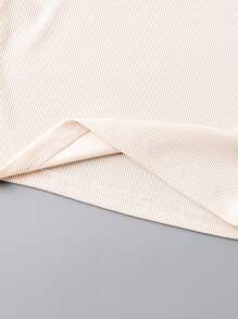 SHEIN Young Girl Toddler Girls Tiered Butterfly Sleeve Rib-Knit Tee - Apricot - View 4