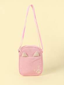 Girls Paw Pattern Cartoon Ear Decor Square Bag - Pink - View 1