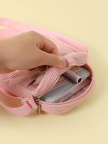 Girls Paw Pattern Cartoon Ear Decor Square Bag - Pink - View 2