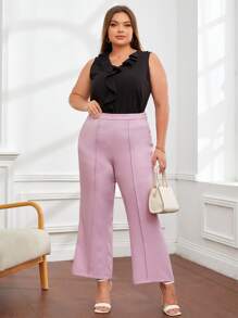 Pantalones acampanados con costura con diseño - Lila Púrpura - Ver 3