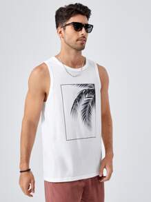 Manfinity VCAY Men Tropical Print Tank - White - View 5