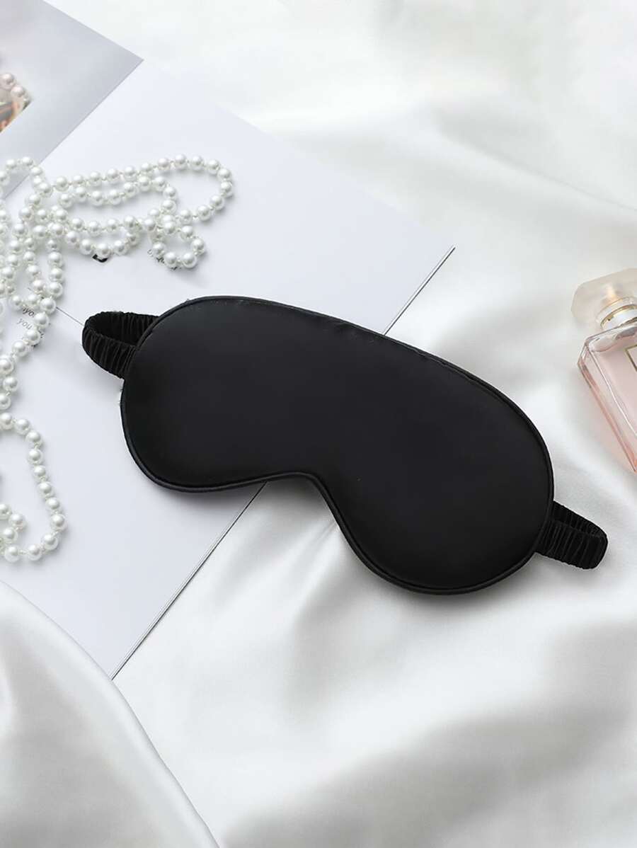 1 miếng che mắt mềm có dây đeo có thể điều chỉnh, miếng che mắt trơn khi ngủ, du lịch, phòng ngủ, du lịch, văn phòng, trường học - màu đen - Xem 1