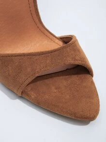 麂皮細跟穆勒涼鞋 - 棕色 - 查看 5