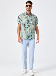 Manfinity VCAY Nam Lỏng lẻo Bản in nhiệt đới Áo sơ mi - Nhiều màu - Xem 4