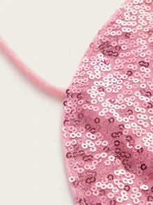 SHEIN ICON Áo hai dây Lộ Lưng ghép mộng kim sa mép Pha lê kim cương Buộc lại màu trơn Hấp dẫn - Màu Hồng baby - Xem 4