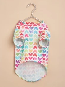 1pc Heart Print Pet Tee - Multicolor - View 2