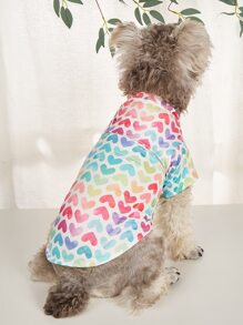 1pc Heart Print Pet Tee - Multicolor - View 5