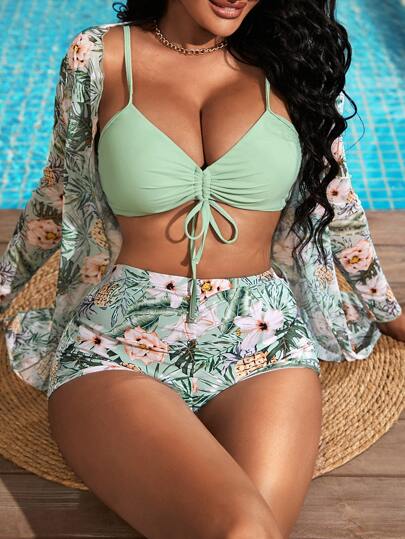 CUPSHE シャーリング タンキニ＆トロピカル ボトム セットS カップシー CUPSHE シャーリング タンキニ＆トロピカル ボトム セットS